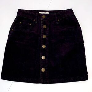 Billabong Black Button Front Corduroy Skirt With Pockets Size 24